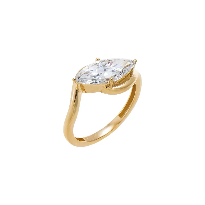 Lab Grown Diamond Marquise Encased Pinky Ring 14K made by Adina Eden's