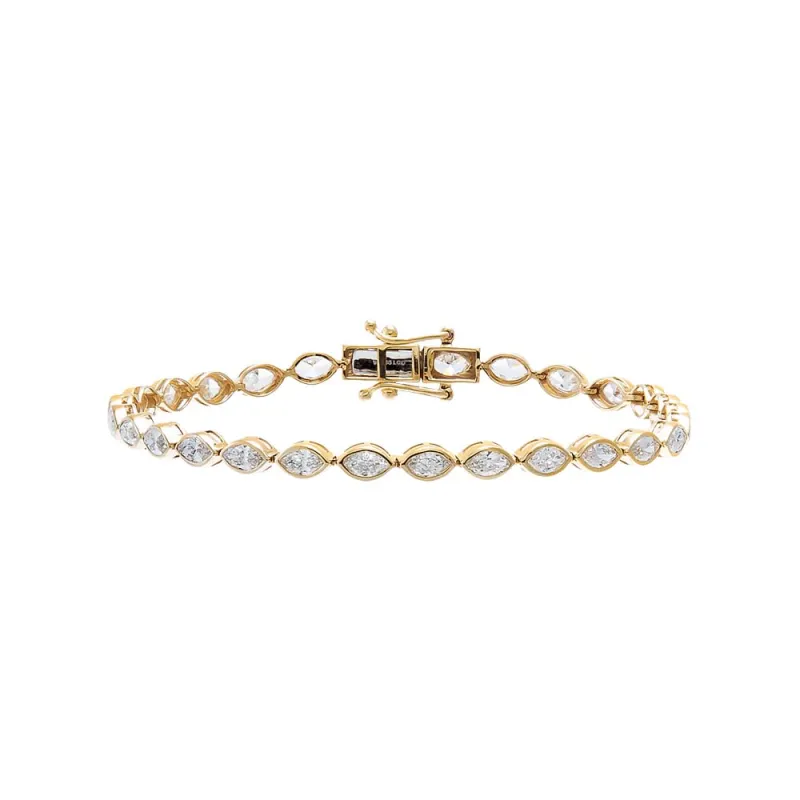 Lab Grown Diamond Marquise Bezel Tennis Bracelet 14K made by Adina Eden's