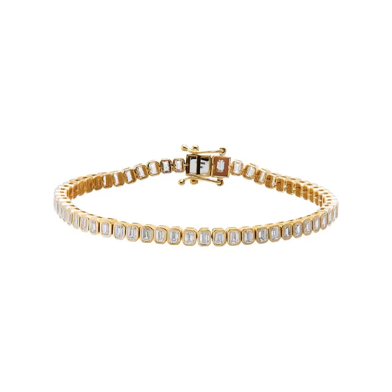 Lab Grown Diamond Emerald Tennis Bracelet 14K made by Adina Eden's