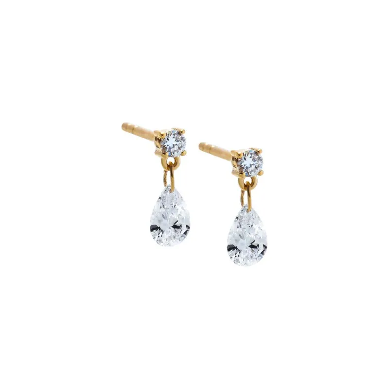 Lab Grown Diamond Drop Pear Stud Earring 14K made by Adina Eden's