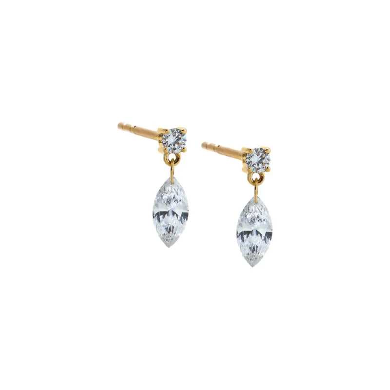 Lab Grown Diamond Drop Marquise Stud Earring 14K made by Adina Eden's