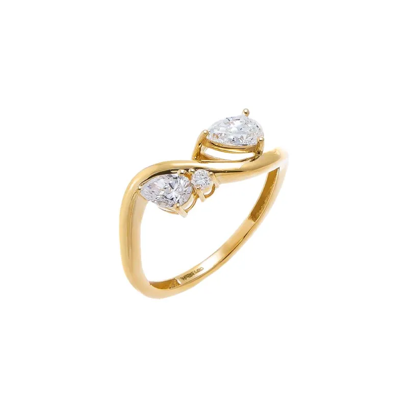 Lab Grown Diamond Double Pear Swirled Ring14K made by Adina Eden's