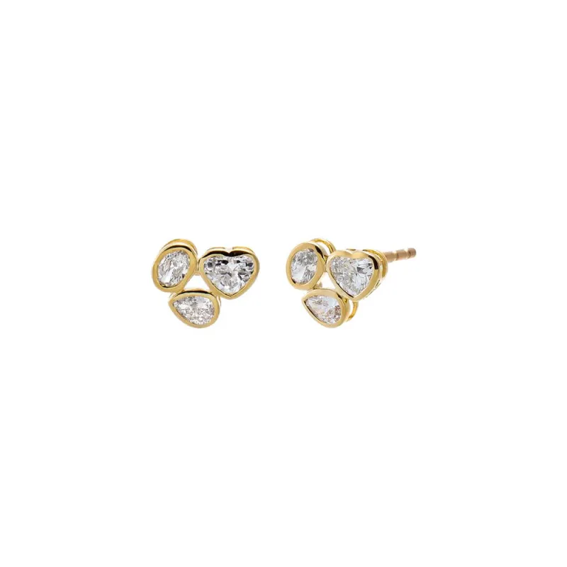 Lab Grown Diamond Bezel Multishape Stud Earring 14K made by Adina Eden's