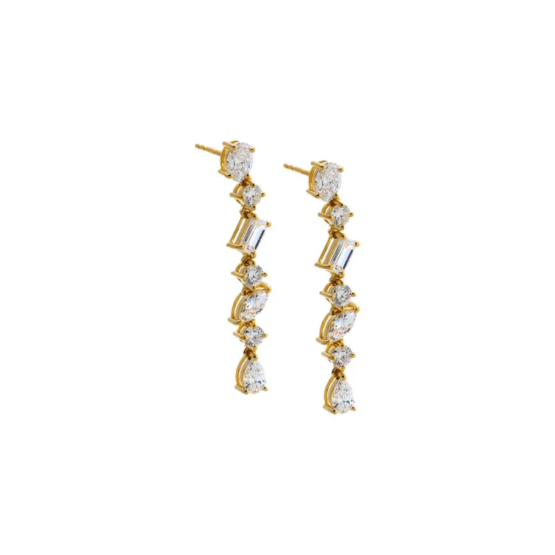 Lab Grown Diamond Multi Shape Drop Stud Earring made by Adina Eden's