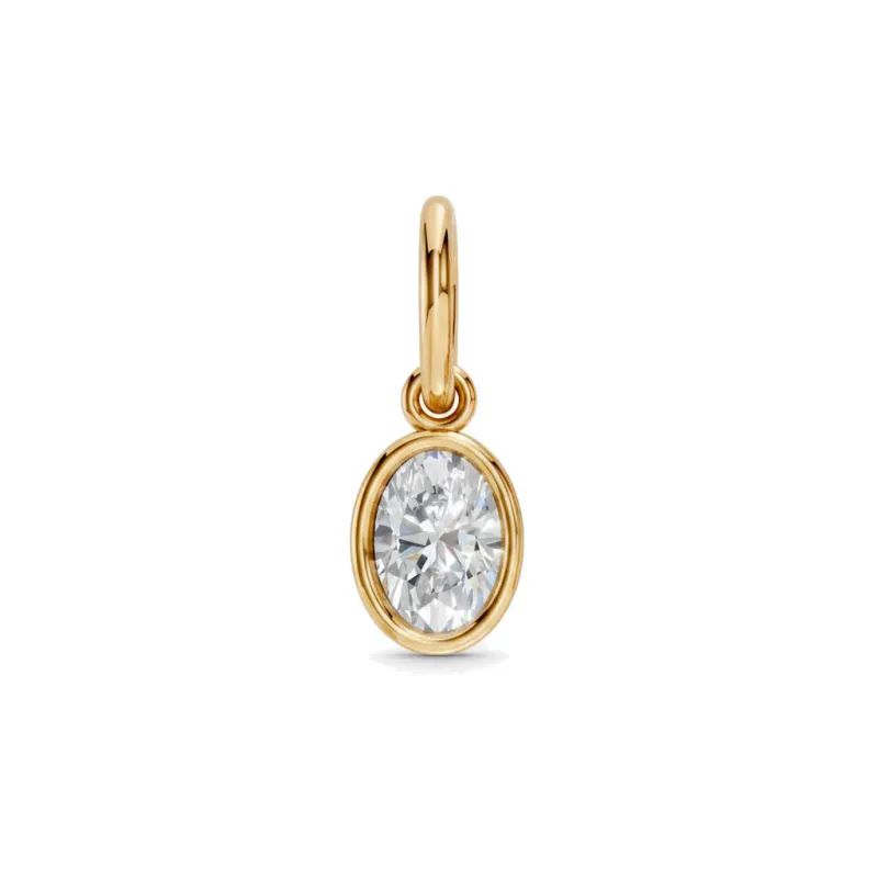Lab Grown Diamond Oval Bezel Dangling Charm14K made by Adina Eden's