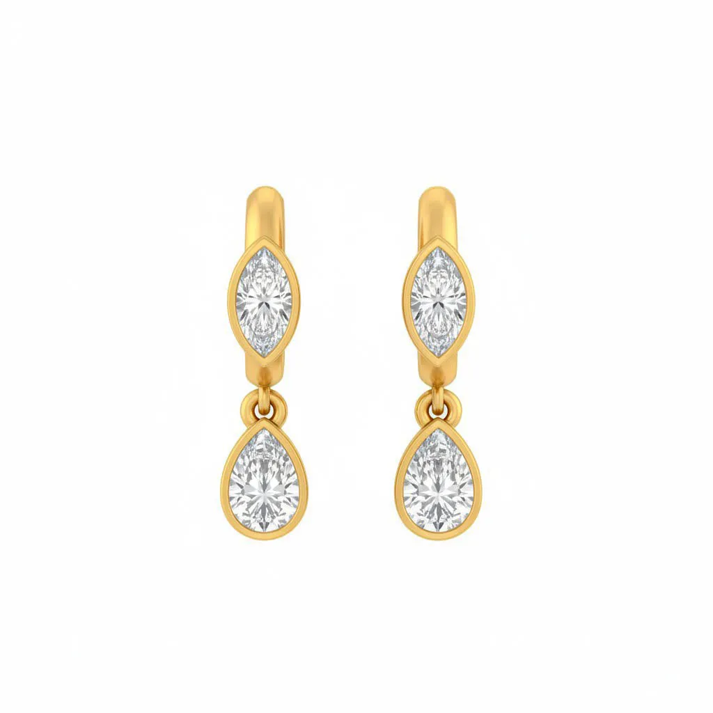 Lab Grown Diamond Marquise/Pear Huggie Earrng 14K sold by Adina Eden's