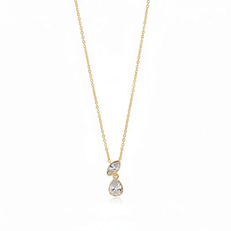 Lab Grown Diamond Marquise X Pear Drop Necklace 14K made by Adina Eden's