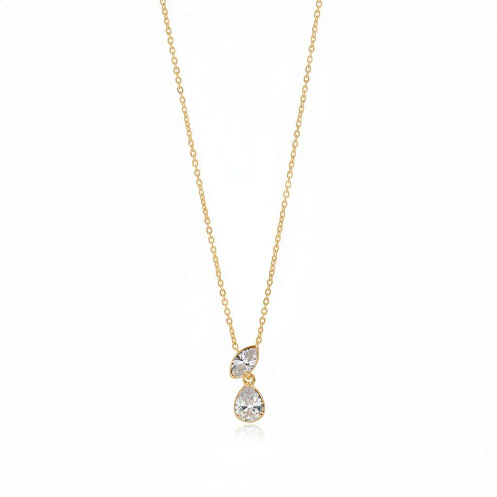 Lab Grown Diamond Marquise X Pear Drop Necklace 14K sold by Adina Eden's