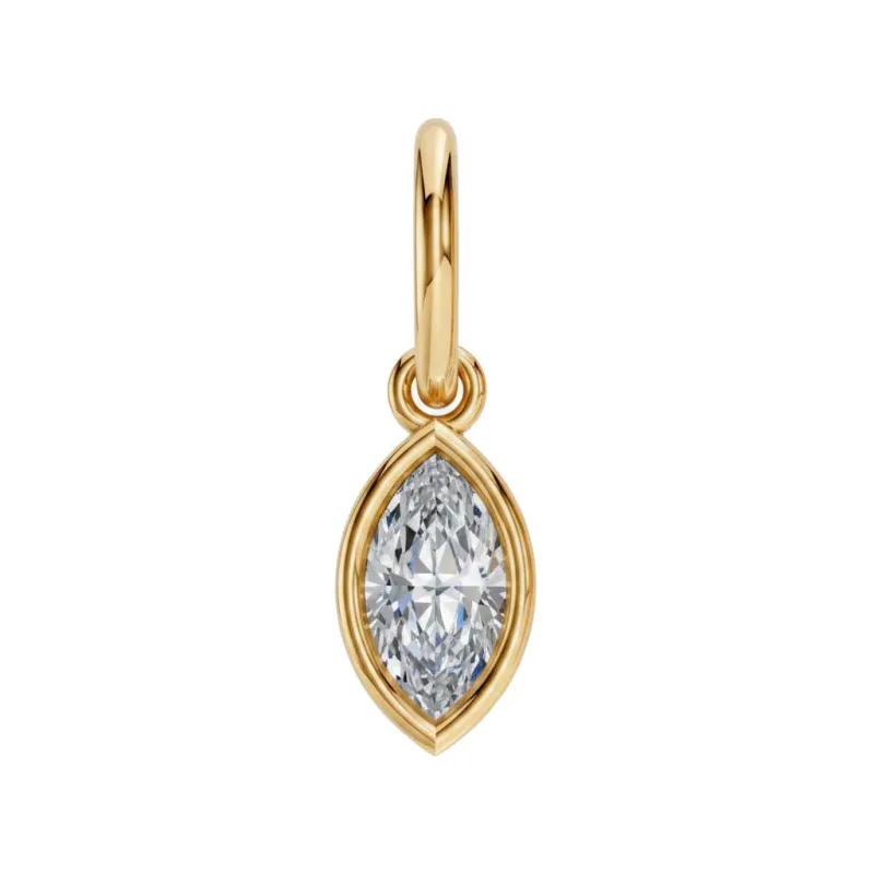 Lab Grown Diamond Marquise Bezel Dangling Charm 14K made by Adina Eden's