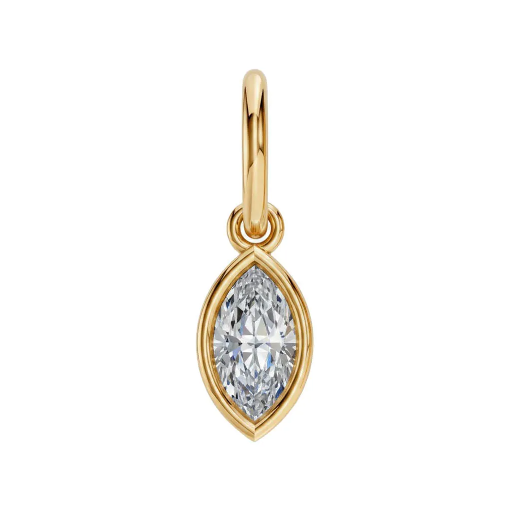 Lab Grown Diamond Marquise Bezel Dangling Charm 14K sold by Adina Eden's