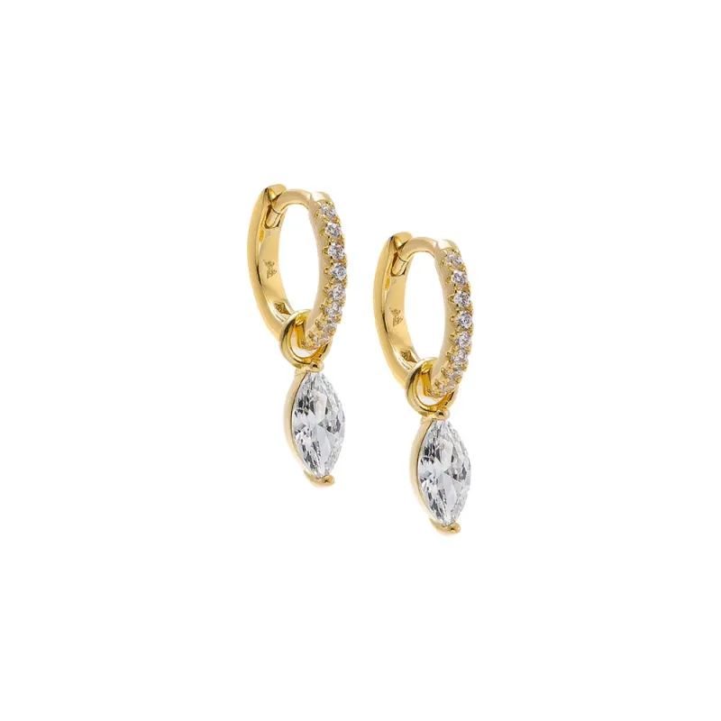 Pave Dangling CZ Marquise Huggie Earring made by Adina Eden's
