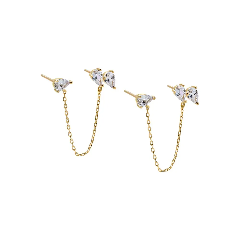 CZ Multi Pear Chain Stud Earring sold by Adina Eden's