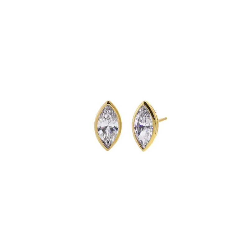 CZ Marquise Bezel Stud Earring made by Adina Eden's