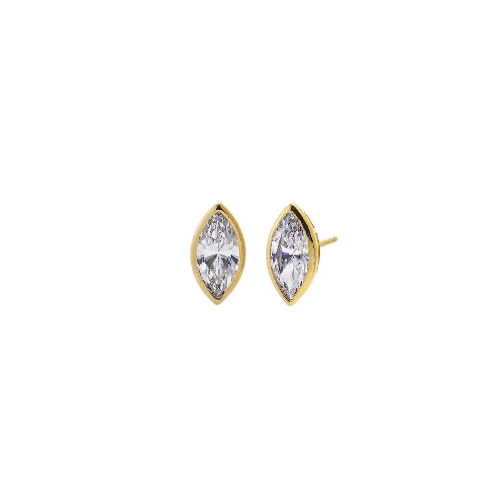 CZ Marquise Bezel Stud Earring sold by Adina Eden's