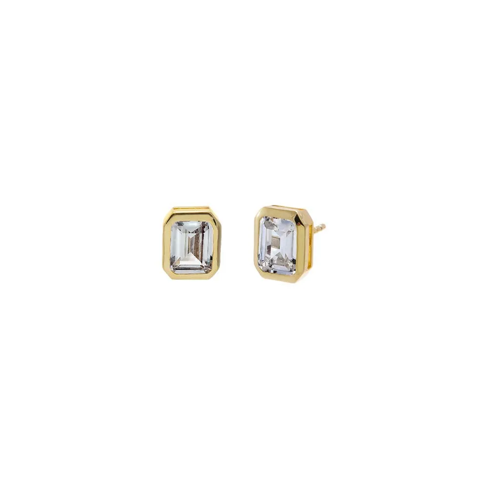 CZ Emerald Cut Bezel Set Stud Earring sold by Adina Eden's
