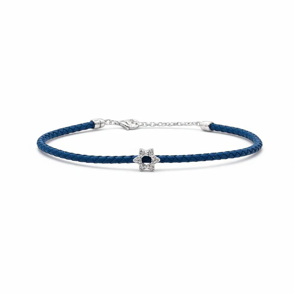 Diamond Star Of David Rope Chain Bracelet 14K sold by Adina Eden's