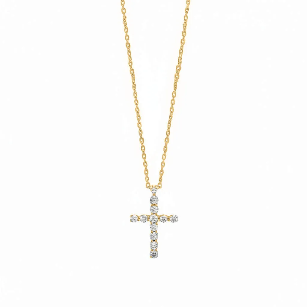 Diamond Tennis Cross Pendant Necklace 14K sold by Adina Eden's
