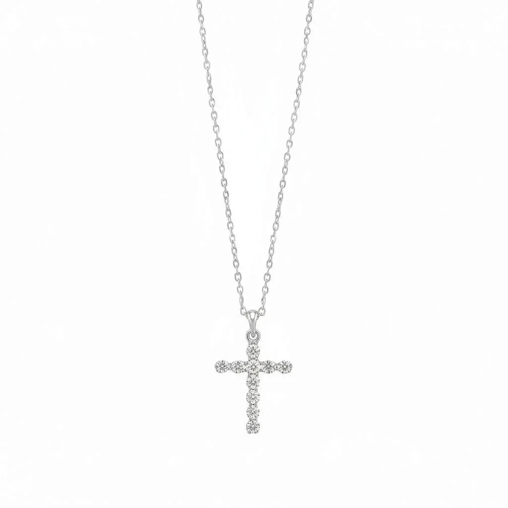 Diamond Tennis Cross Pendant Necklace 14K sold by Adina Eden's product image thumbnail 2