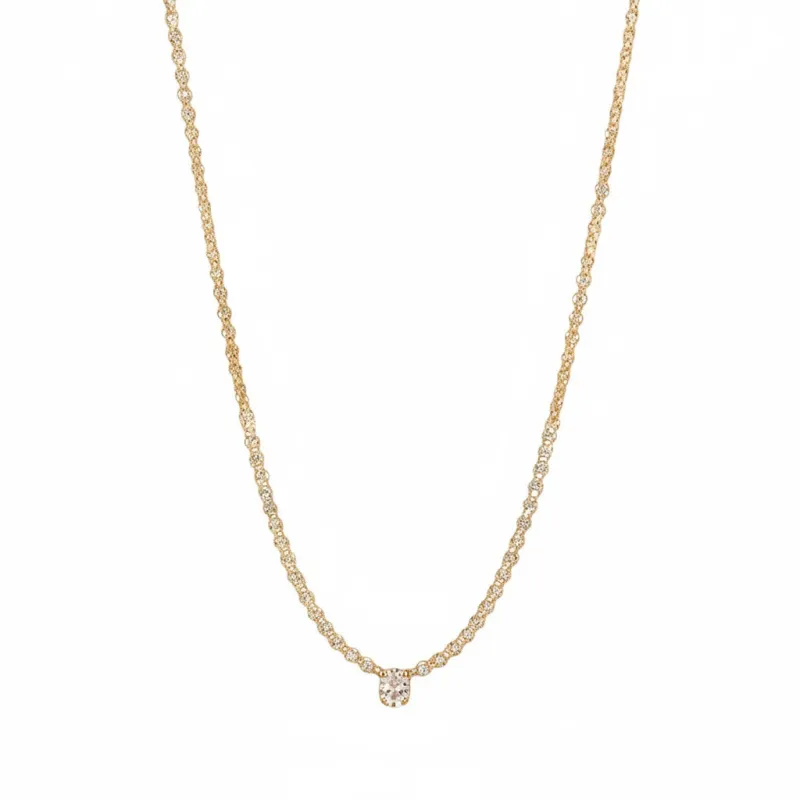 Diamond Round Bezel Accent Tennis Necklace 14K made by Adina Eden's