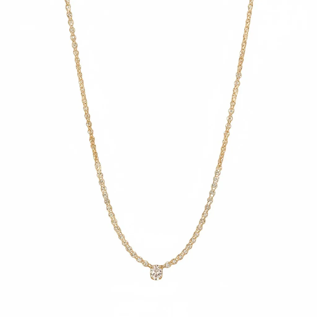 Diamond Round Bezel Accent Tennis Necklace 14K sold by Adina Eden's