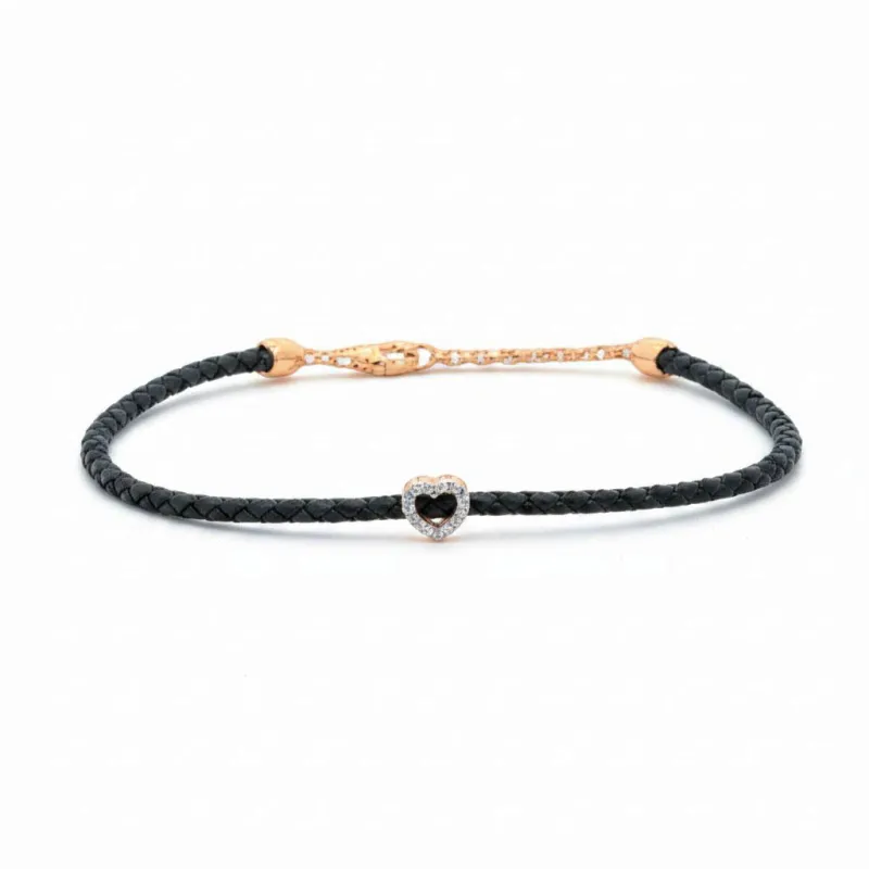 Diamond Heart Cutout Rope Chain Bracelet 14K made by Adina Eden's