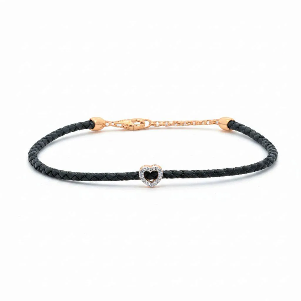 Diamond Heart Cutout Rope Chain Bracelet 14K sold by Adina Eden's