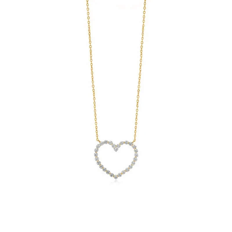 Diamond Heart Cutout Pendant Necklace 14K made by Adina Eden's