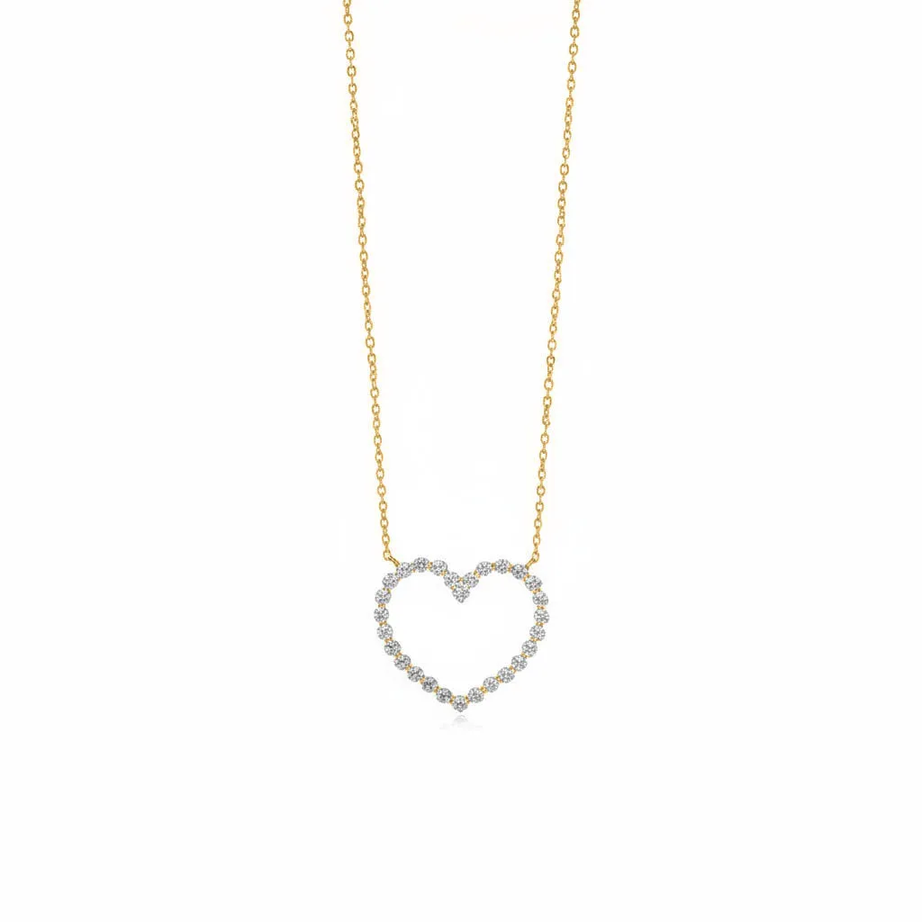 Diamond Heart Cutout Pendant Necklace 14K sold by Adina Eden's
