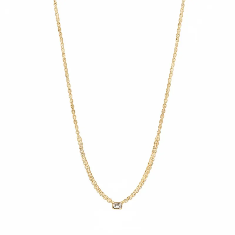 Diamond Emerald Bezel Accent Tennis Necklace 14K made by Adina Eden's