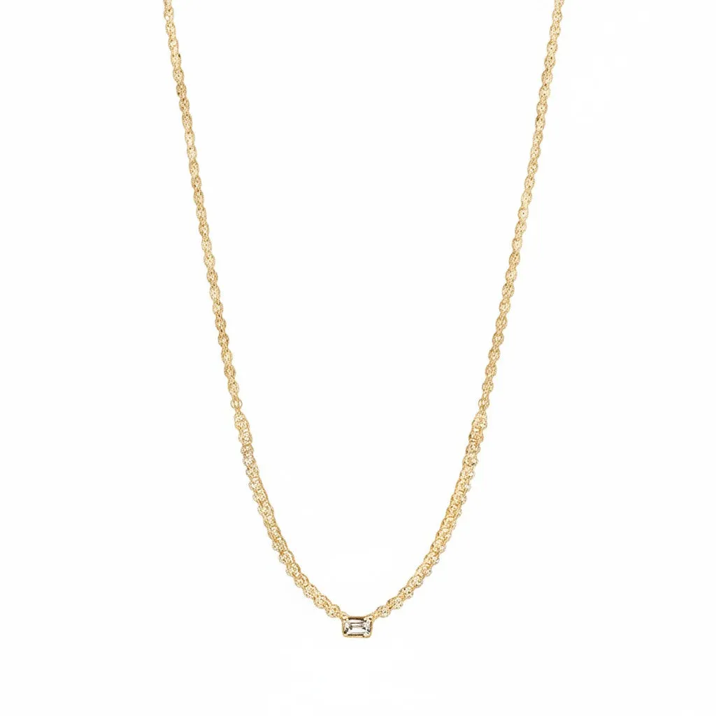 Diamond Emerald Bezel Accent Tennis Necklace 14K sold by Adina Eden's