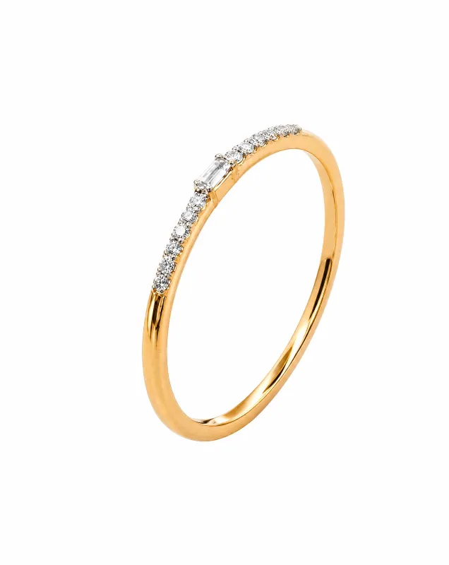Diamond Emerald Accent Stacker Ring 14K made by Adina Eden's