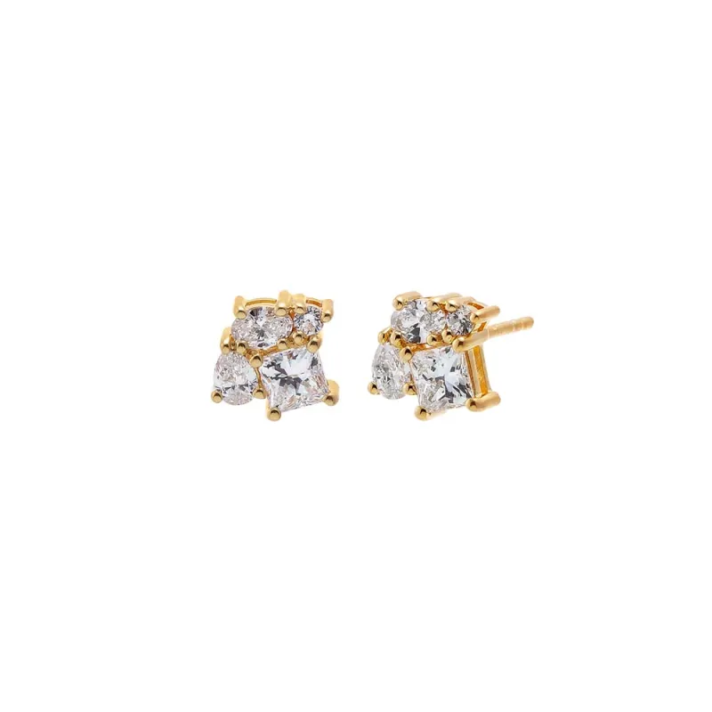 Lab Grown Diamond Multi Cut Cluster Stud Earring made by Adina Eden's