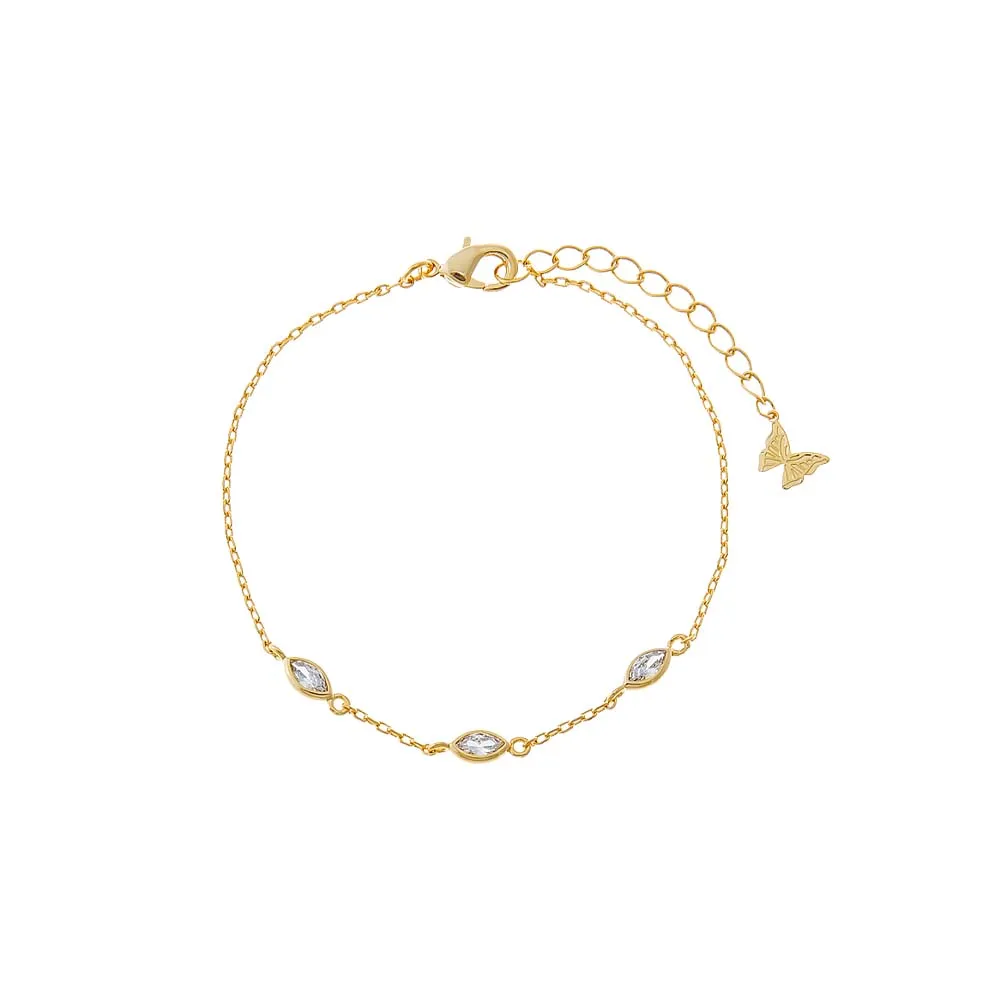 CZ Triple Bezel Marquise Bracelet sold by Adina Eden's