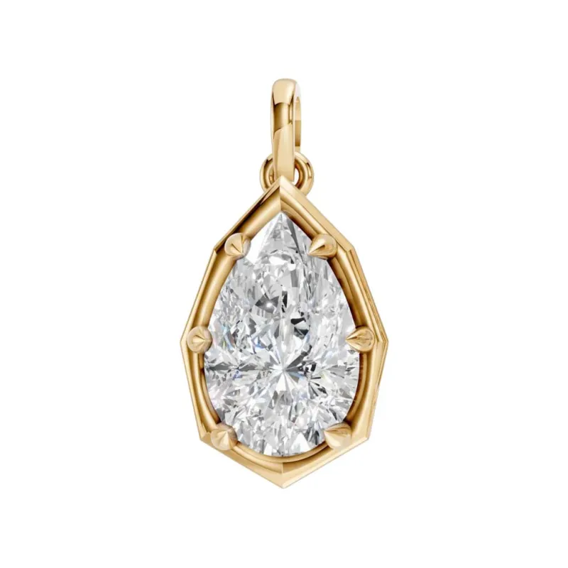 Lab Grown Diamond Pear Encased Charm 14K made by Adina Eden's