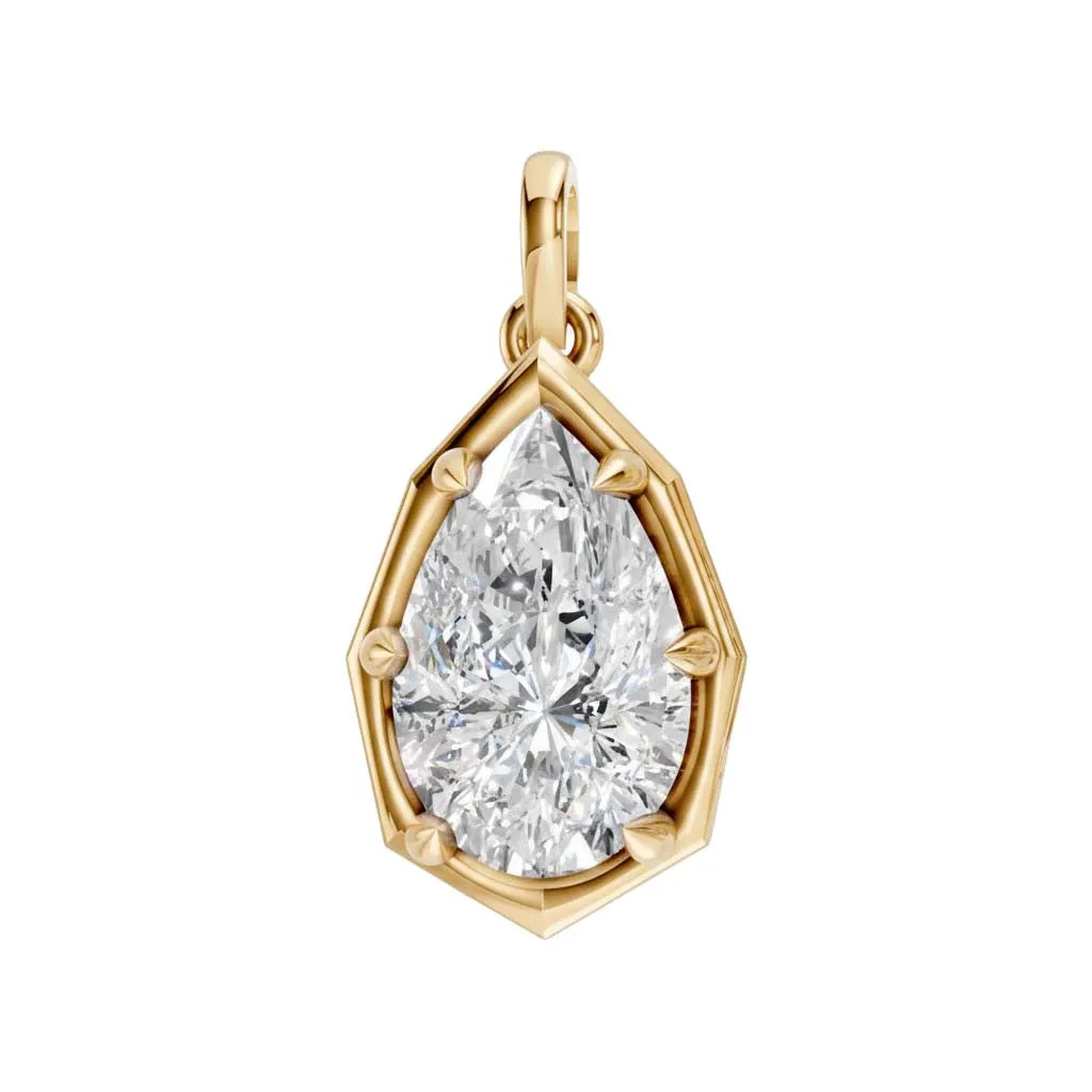 Lab Grown Diamond Pear Encased Charm 14K sold by Adina Eden's
