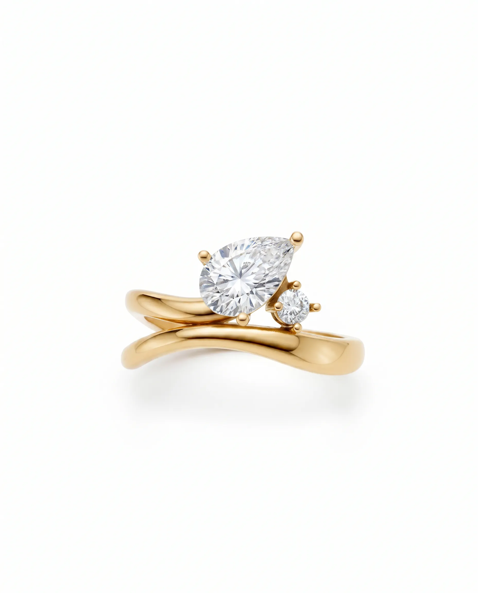 Lab Grown Diamond Pear & Solitaire Swirled Ring 14K sold by Adina Eden's product image thumbnail 3