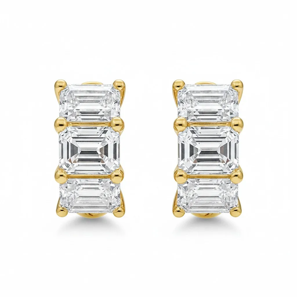 Lab Grown Diamond Emerald Tennis Huggie Earring 14K sold by Adina Eden's