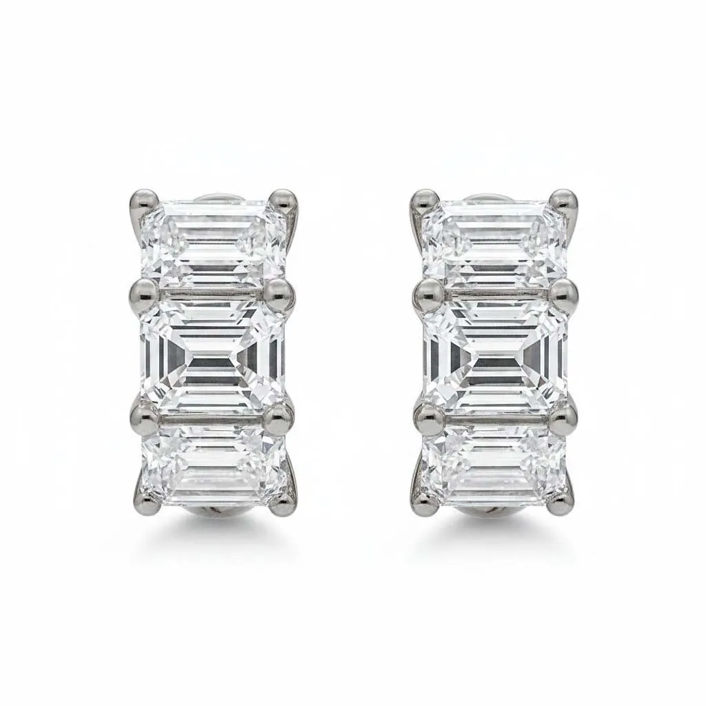 Lab Grown Diamond Emerald Tennis Huggie Earring 14K sold by Adina Eden's product image thumbnail 2