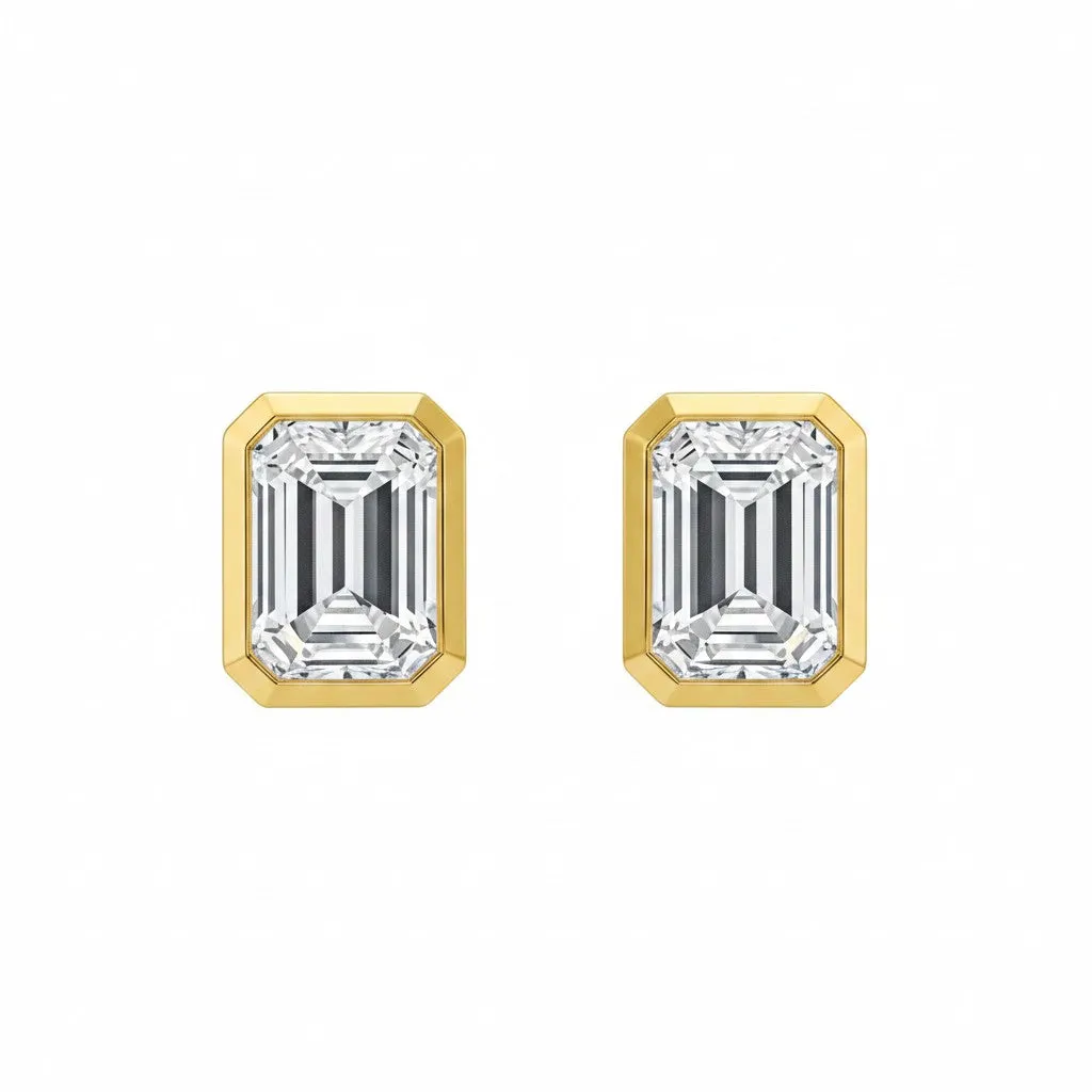 Lab Grown Diamond Emerald Cut Stud Earring 14K sold by Adina Eden's