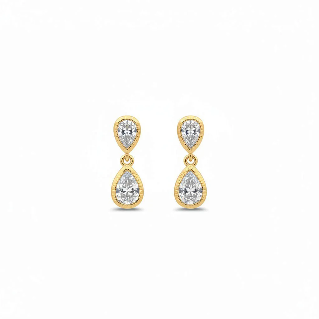Lab Grown Diamond Double Pear Dangle Stud Earring 14K sold by Adina Eden's