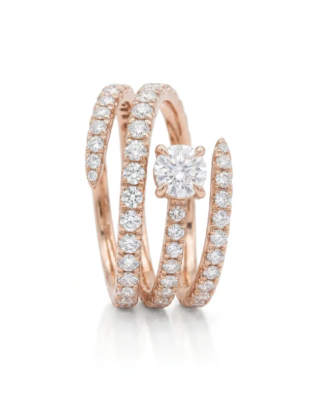 Diamond Triple Wrap Pinky Ring 14K made by Adina Eden's
