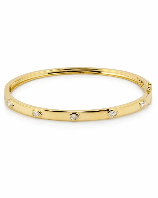Diamond Pear Bezel Scattered Bracelet 14K made by Adina Eden's