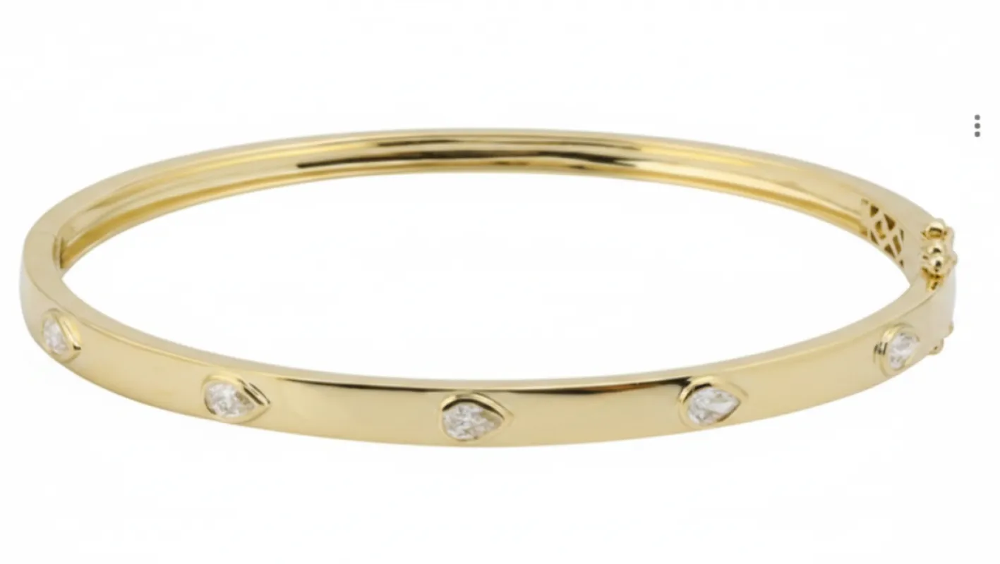 Pave Double Row Spike Bangle Bracelet 14K made by Adina Eden's