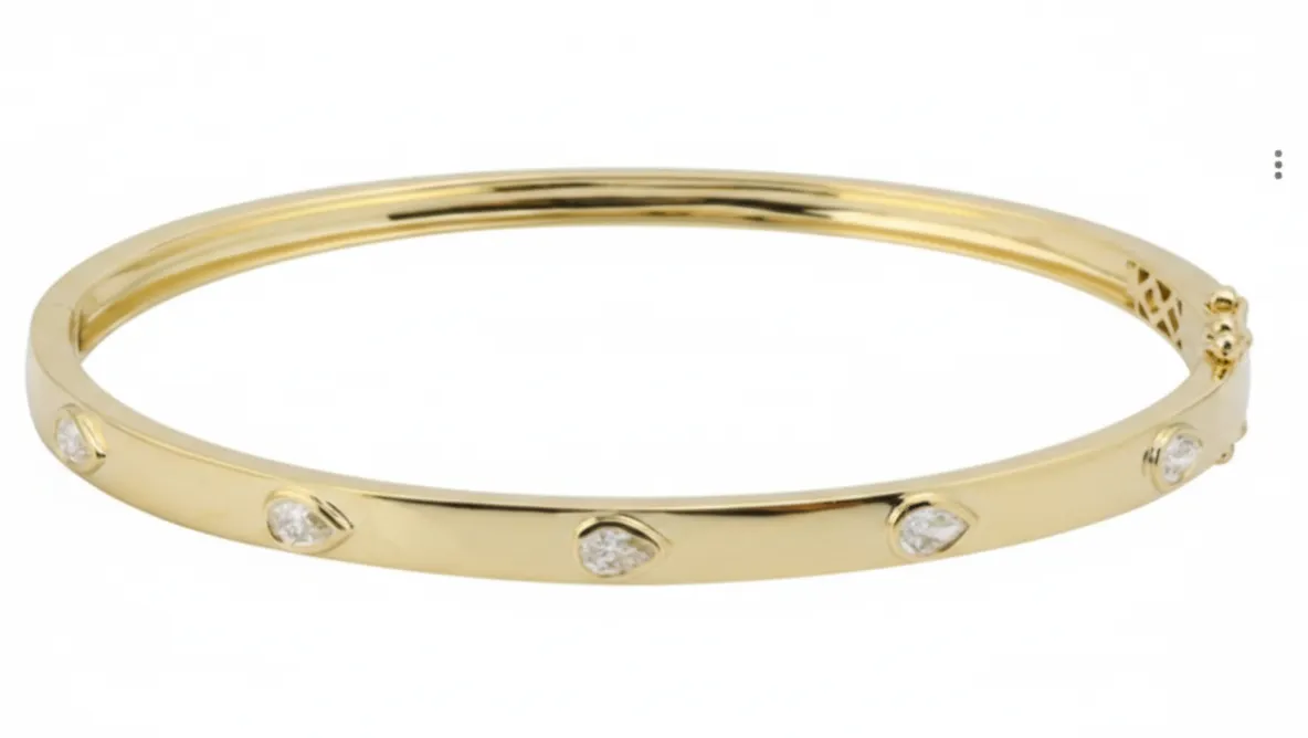 Pave Double Row Spike Bangle Bracelet 14K sold by Adina Eden's