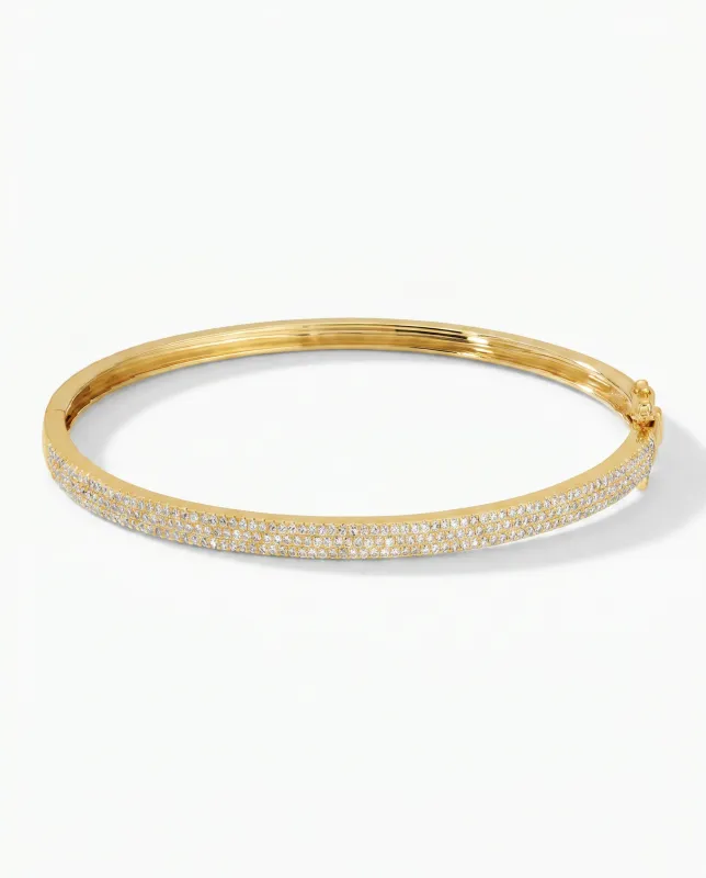 Diamond Pave Triple Row Bangle Bracelet 14K made by Adina Eden's