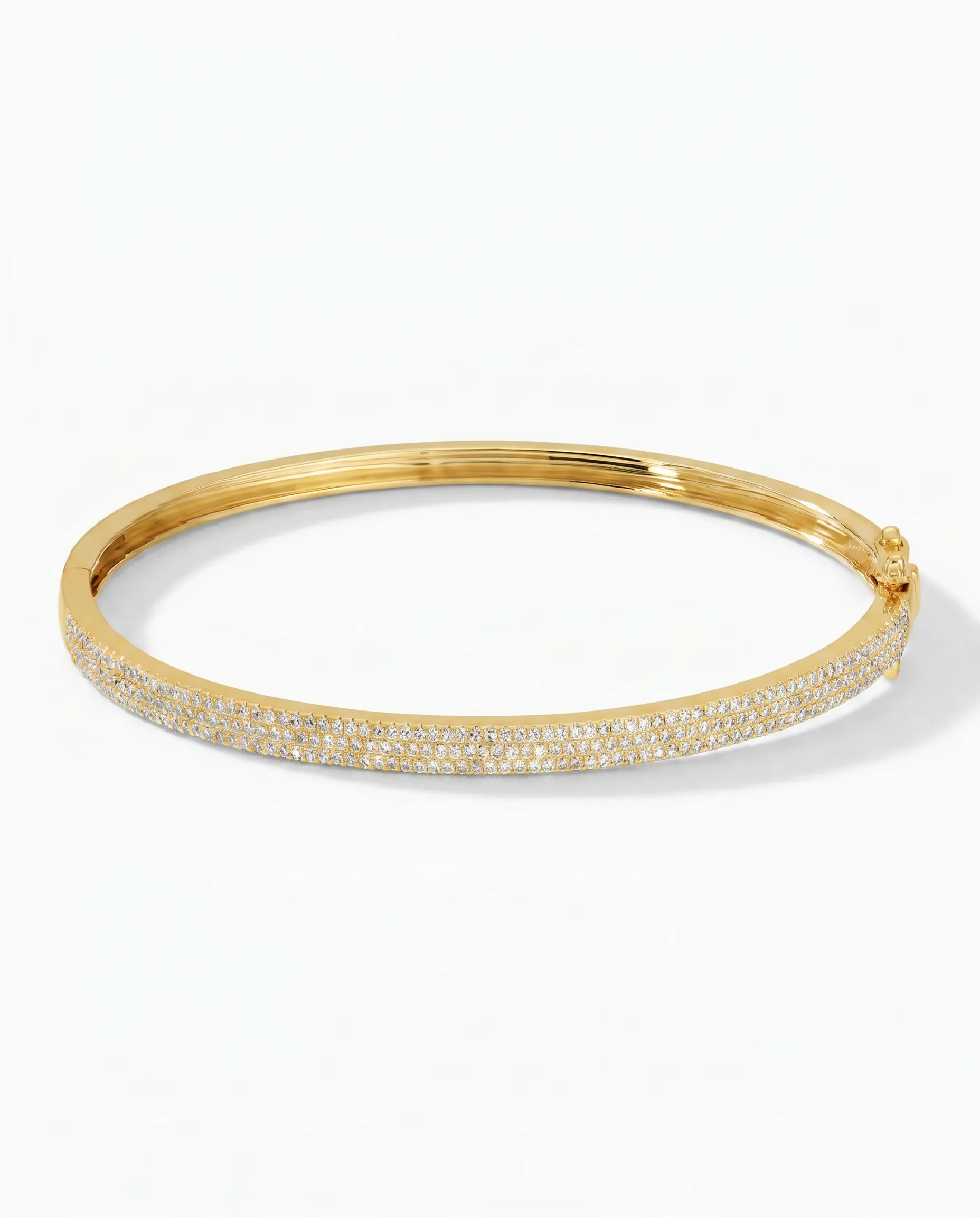Diamond Pave Triple Row Bangle Bracelet 14K sold by Adina Eden's