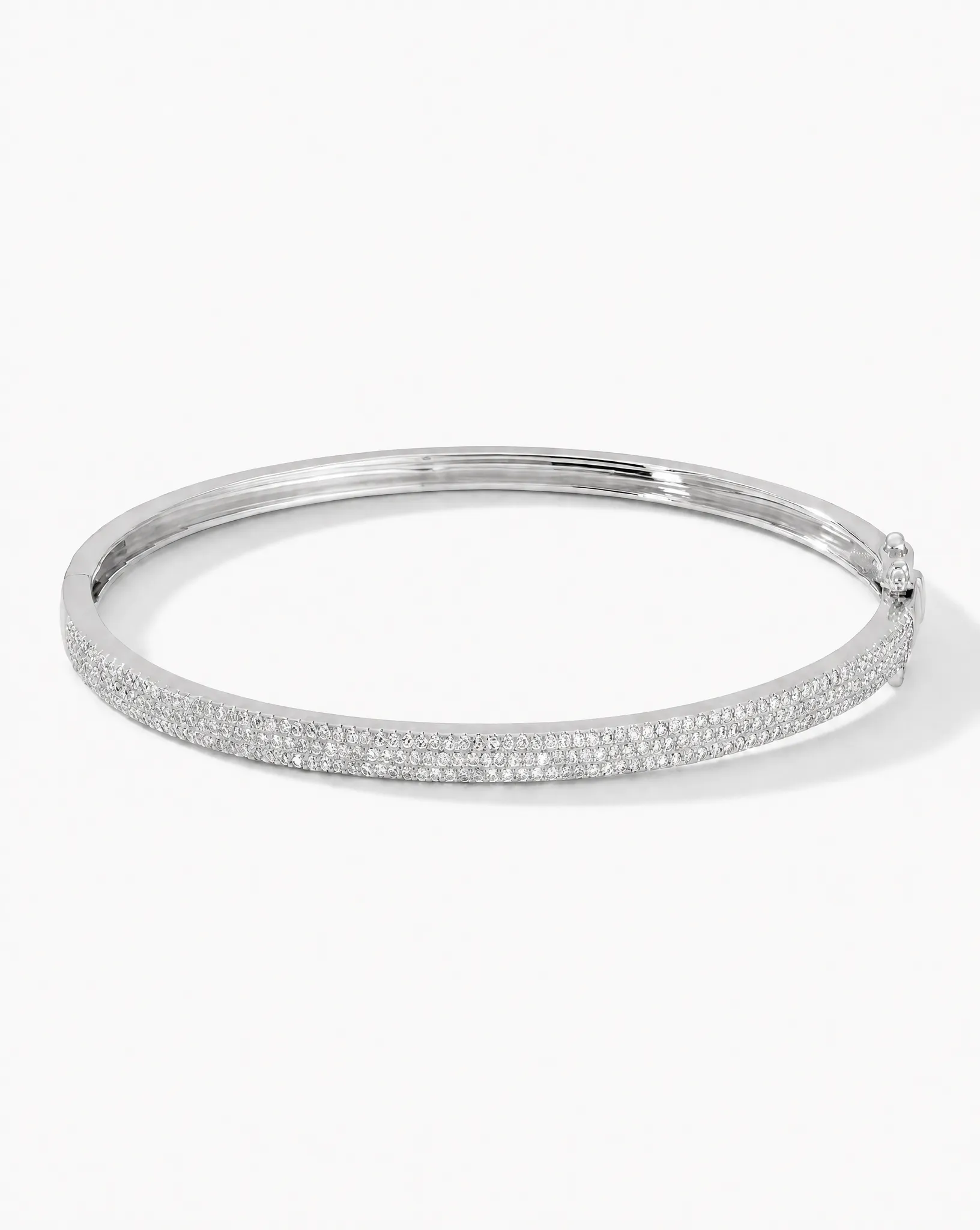 Diamond Pave Triple Row Bangle Bracelet 14K sold by Adina Eden's product image thumbnail 2