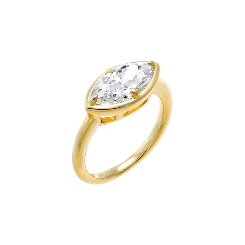 Lab Grown Diamond Marquise Bezel Pinky Ring made by Adina Eden's