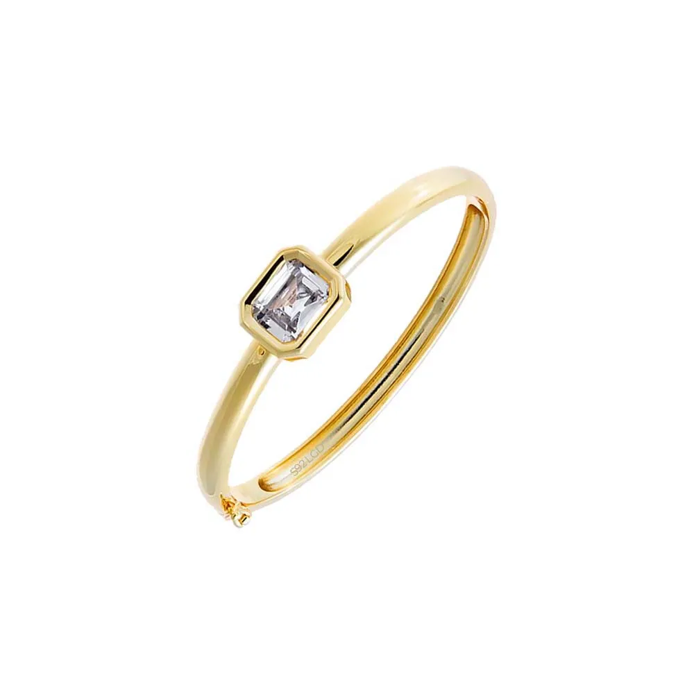 Lab Grown Diamond Emerald Wide Bezel Bangle Bracelet sold by Adina Eden's