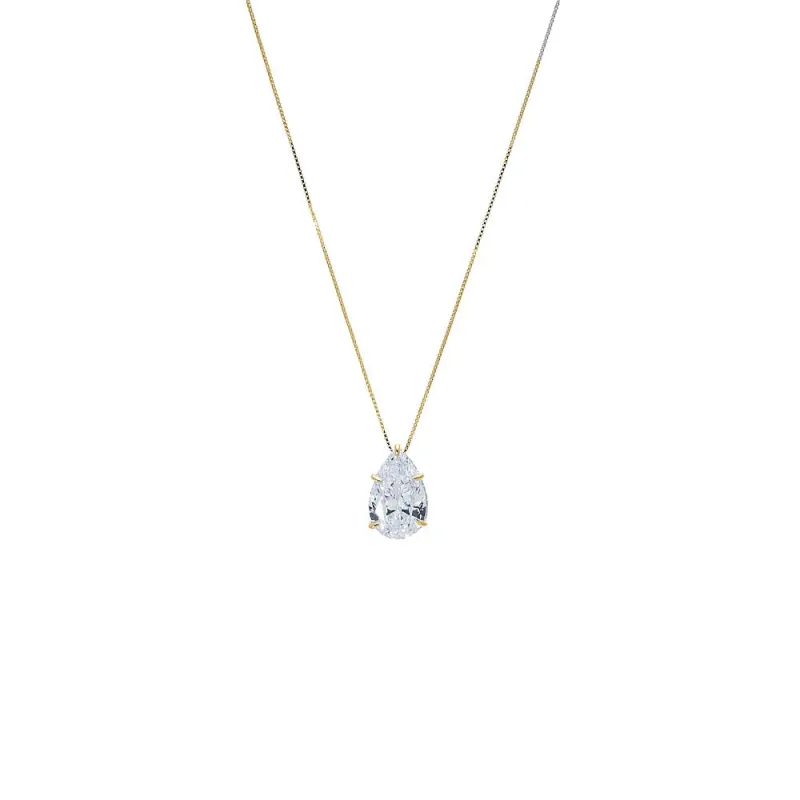 Moissanite Statement Pear Pendant Necklace made by Adina Eden's